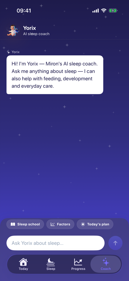 Yorix AI sleep coach welcome screen